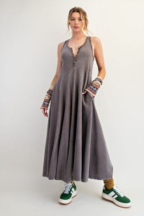 easel Pants - 1A5***Easel Mineral washed Palazzo Leg Jumpsuit